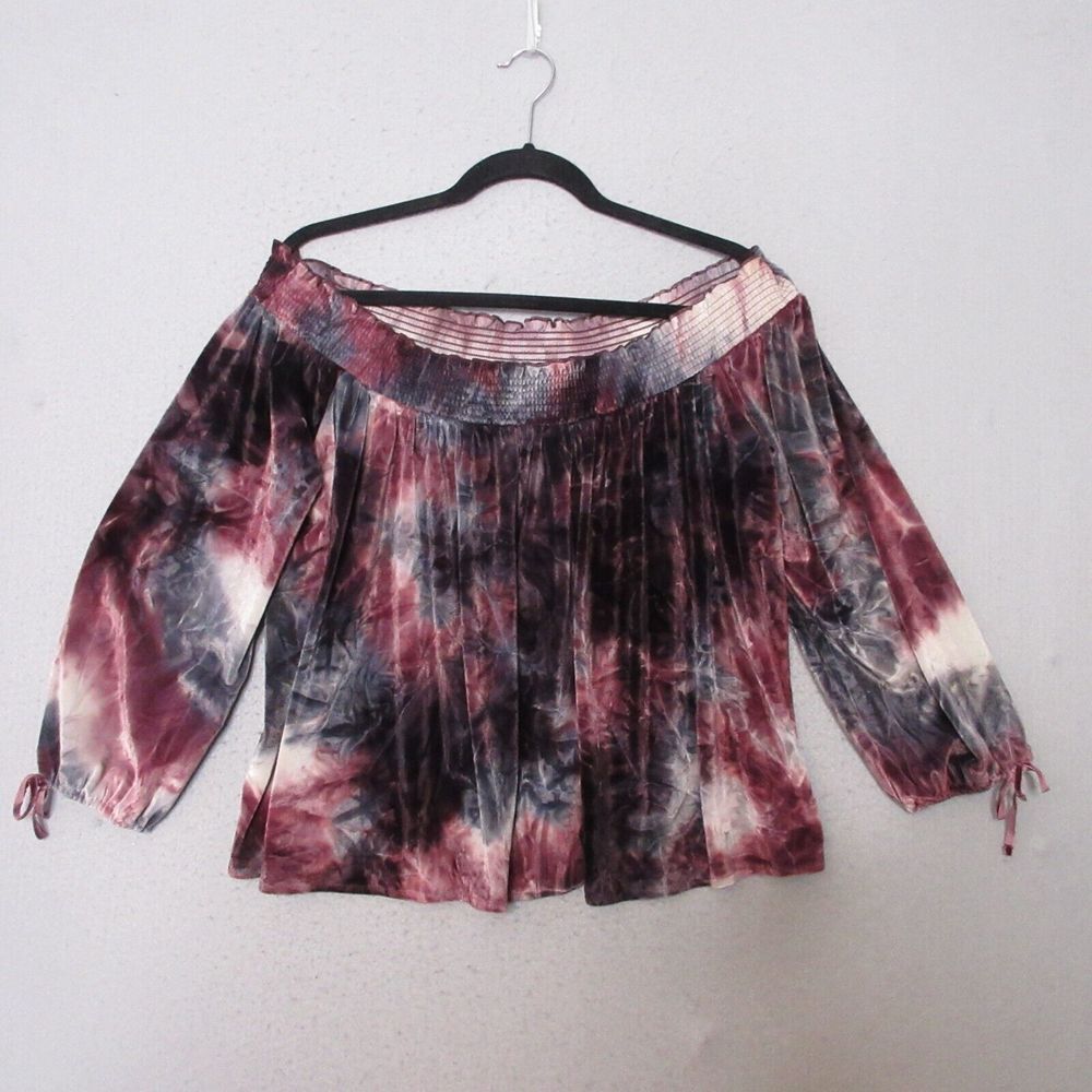 American Eagle Top Women XL Velvet Boho Goth Whimsigoth Off the Shoulder Fairy